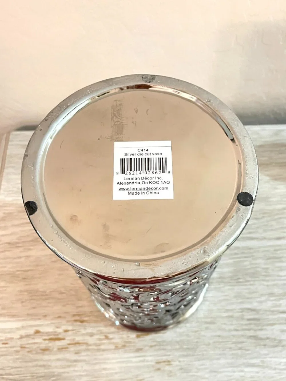 Silver Vase Open Cut Out Open Design Ceramic